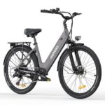 HILLMILES Milecity 1 – 26-Zoll-Elektrofahrrad – 250-W-Motor – abnehmbarer 36-V-13-Ah-Akku – 100 km Reichweite – Shimano 7 Gänge, Grau