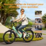 HILLMILES Milecity 1 – 26-Zoll-Elektrofahrrad – 250-W-Motor – abnehmbarer 36-V-13-Ah-Akku – 100 km Reichweite – Shimano 7 Gänge, Grau - Bild 3