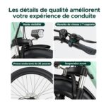 HILLMILES Milecity 1 – 26-Zoll-Elektrofahrrad – 250-W-Motor – abnehmbarer 36-V-13-Ah-Akku – 100 km Reichweite – Shimano 7 Gänge, Grün - Bild 5