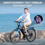 VAE Elektrofahrrad – HITWAY – Schwarz – 28 Zoll – abnehmbarer Akku 250 W 36 V 13 Ah – Shimano 7 Gänge – elektrisches Mountainbike - Bild 4